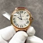 Cartier 42*13MM 316L Steel 2824 Movement Italian Cowhide Leather Bracelet Watch